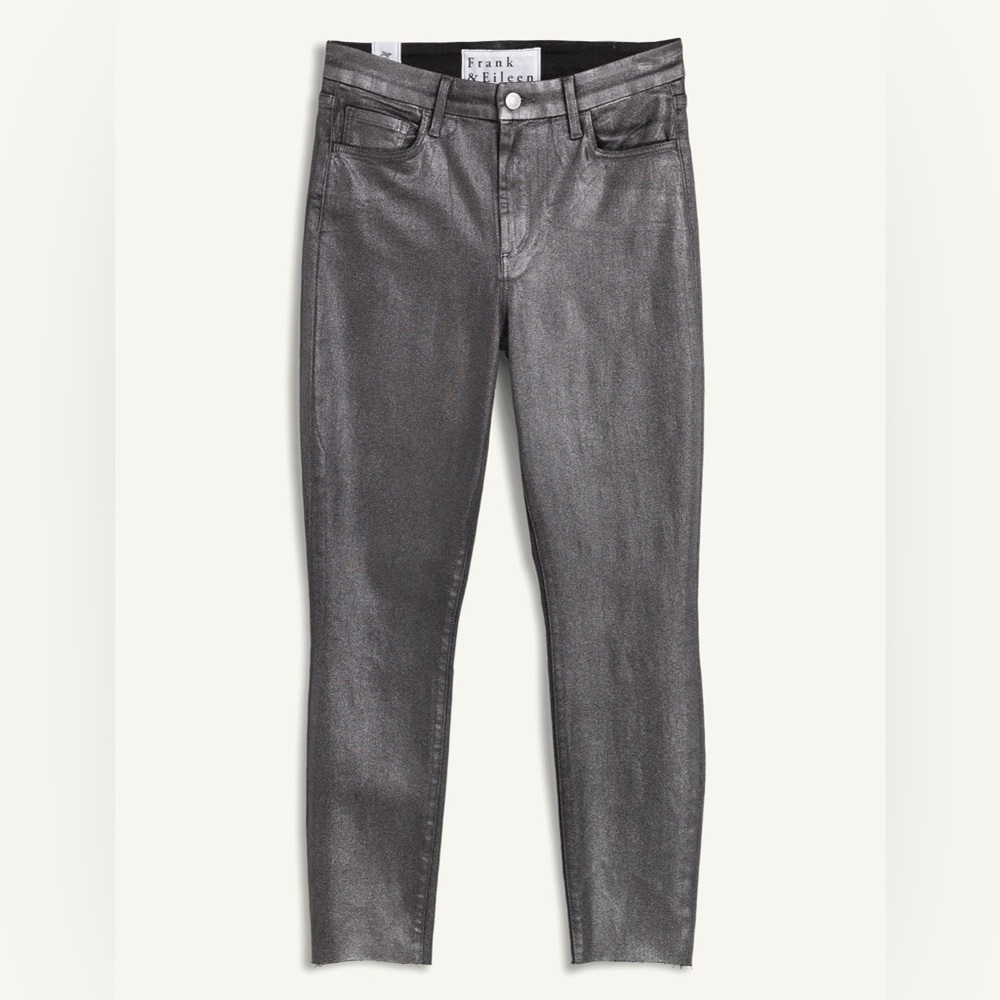Frank & Eileen SLIGO Skinny Jeans Platinum Glitter Wax Italian Coated Denim  27